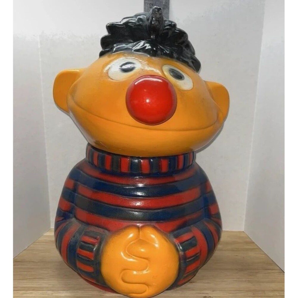 Vintage Ernie 12" Cookie Jar Muppets 1973 Sesame Street Jim Henson Ceramic